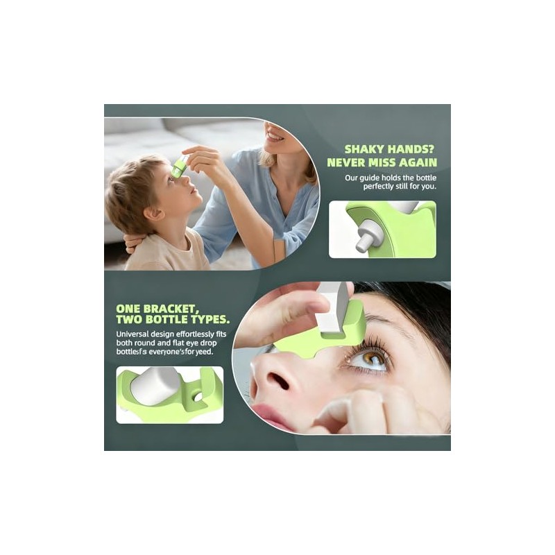Guía Universal Gotas Oftálmicas Soporte Silicona Reutilizable Frascos Verde Blanco