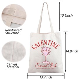 BAUNA Galentine Social Club Tote Bag Galentines Party Gift Cocktail Club Girls Club Shopping Bag Valentine's Day Gift (Galentine Tote)