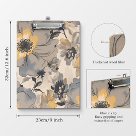APJYM Floral Clipboard, Watercolor Flower Chinoiserie Wooden Clip Boards for Women Office Classroom Teacher Student Nurse Doctor, Floral Office Supplies, Standard A4 Letter Size 9x12.6 Inch