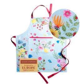 Maison d'Hermine 100% Cotton 1-Piece Kitchen Apron with Adjustable Neck and Middle Pocket, Long Ties for Women/Men, Spring/Summer