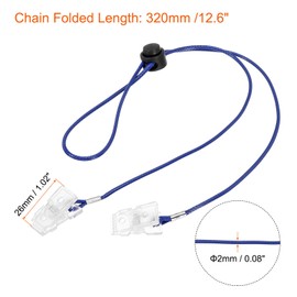 sourcing map Pack of 2 Napkin Chain 12.6 Inch Polyester Neck Bib Holder Chain Sun Hat Strap Cord Lanyard with Adjustable Buckle Clips for Napkin Cap Attachment Blue