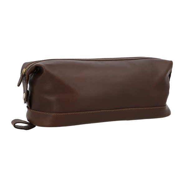 Gusti Anika Leather Wash Bag, Toiletry Bag, Cosmetic Bag, Large Leather Bag for Men and Women, dark brown