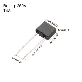 sourcing map 10Pcs DIP Mounted Miniature Square Slow Blow Micro Fuse for Electronic Parts PCB LCD Repair, T4A 4A 250V, Black