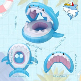 TAGNEFLOR Flotador de Piscina para niño con toldo, con toldo extraíble UPF50+ y Soporte Inferior Seguro, Flotador para niño, Bomba Manual Incluida, Juguetes de Fiesta de natación en la Playa (Azul)