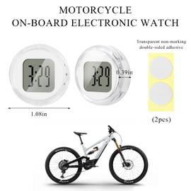 Wevdn 2 PCS Mini Motorcycle Clocks, Waterproof Stick-On 1.1" Diameter Motorbike Digital Clock, Handlebar Clock Watch Dashboard Clock for Most Vehicle, Motorcycle Accessories (White)