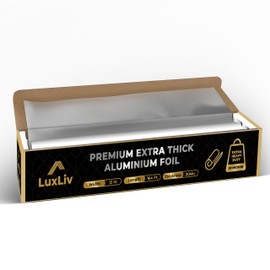Aluminum Heavy Duty Tin Foil Roll – 12 inch wide x164 ft Length,161 sq ft – Commercial Grade & Extra Thick, Strong Enough for Food Service Industry with cutter - LuxLiv®