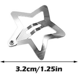 LYSAIMG 60Pcs Star Shape Silver Hair Clips,Metal Hair Clip,3CM Wide Girls Hair Clips Non Slip Metal Stars Hair Pins Accessories Snap Hair Barrette for Women Girls Kids