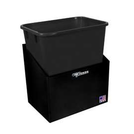 Pit Posse 453BK Refuse Container Bin and Aluminum Trash Can Holder Set - Garage Organizer Enclosed Race Trailer Shop Storage Wall Mounted Aluminum Disposal Waste Bin and Hanger (Black)