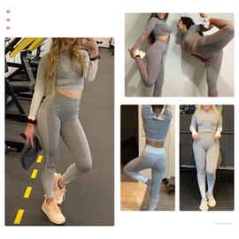 FeelinGirl Track Suits for Women Women's Workout Clothes Sets 2 Piece Seamless Yoga Outfits Active Wear Grey XL