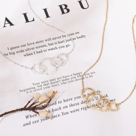 Sister Gifts from Sisters from brother Sister necklace set for 2 3 4 5 Big Sis Lil Sis Jewelry Sentimental Birthday Wedding Present Message card Infinity Linked Circles pendant Sterling Silver Gold