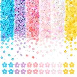 Beadthoven 120G 6mm Glitter Flower Sequins Iridescent Bulk Loose Sequins for Craft Holographic Embroidery Sequins Spangles Tiny Sequin with Hole for Sewing Christmas DIY Nail Art Pastel Color