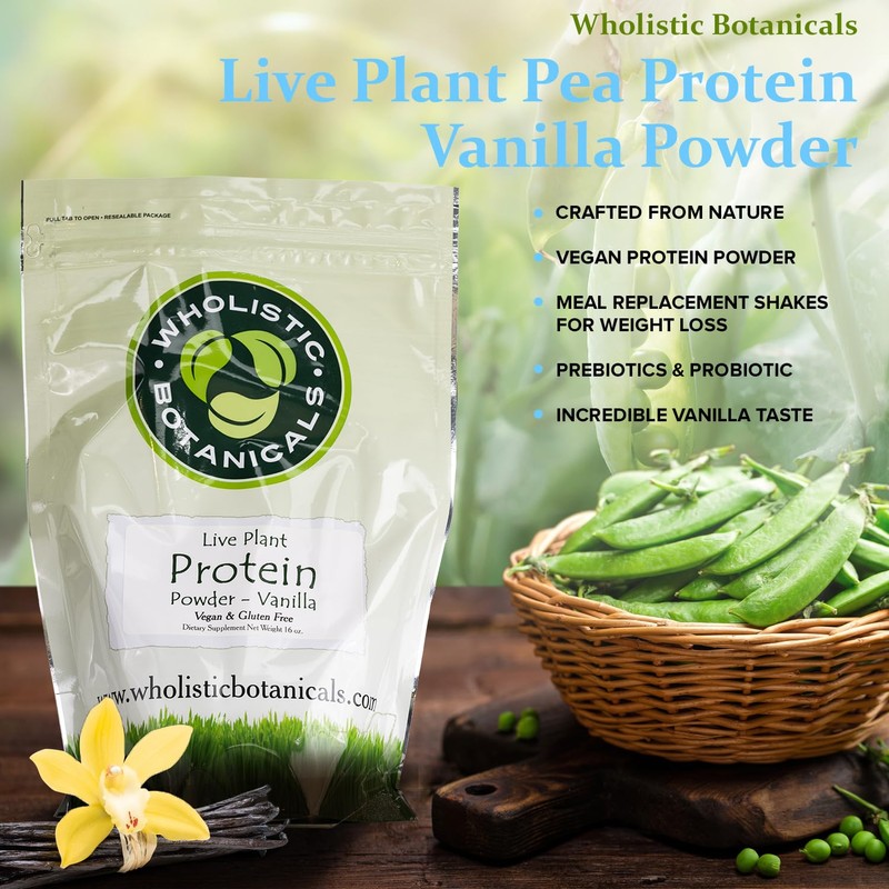 Wholistic Botanicals Live Plant Pea Protein Vanilla Powder