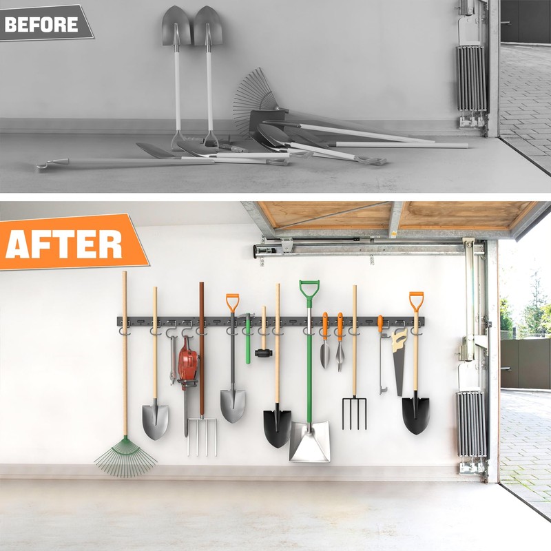 TORACK Plastic Wall Mounted Mop and Broom Holder, Garden Tools