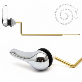 Mesora Universal Metal Side Mount Toilet Handle Replacement Kit with Flapper Chain, Pure Brass and Aluminum, Compatible with Most Toilets - Chrome