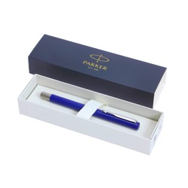 Parker Vector Premium Fountain Pen - Blue Barrel with Chrome Trim - Fine Nib - Gift Boxed