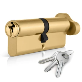 XFORT® Brass 45T/50 Thumb Turn Euro Cylinder Lock (95mm), Euro Door Barrel Lock with 3 Keys, Anti-Bump, Anti-Drill, Anti-Pick Door Lock with Key, High Security for Wooden, UPVC and Composite Doors.