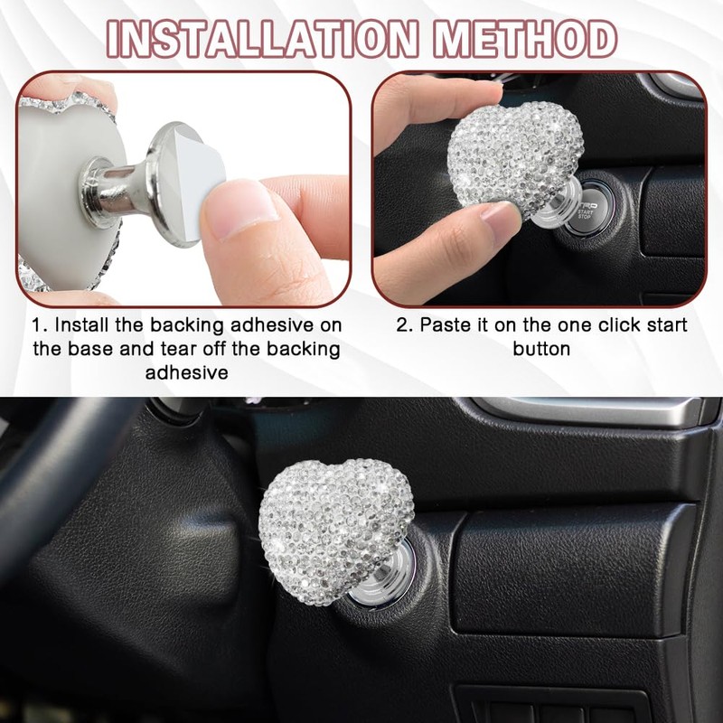 Rebvugr Bling Car One-Touch Start Button, Push Start Button Cover,