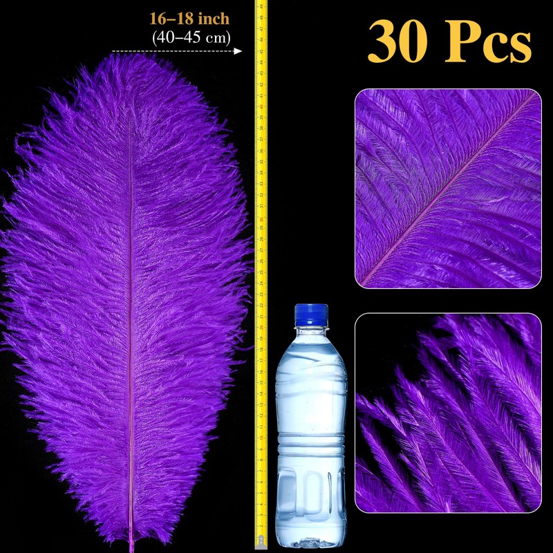 30 Pcs Large Natural Ostrich Feathers Bulk 16-18 Inch for