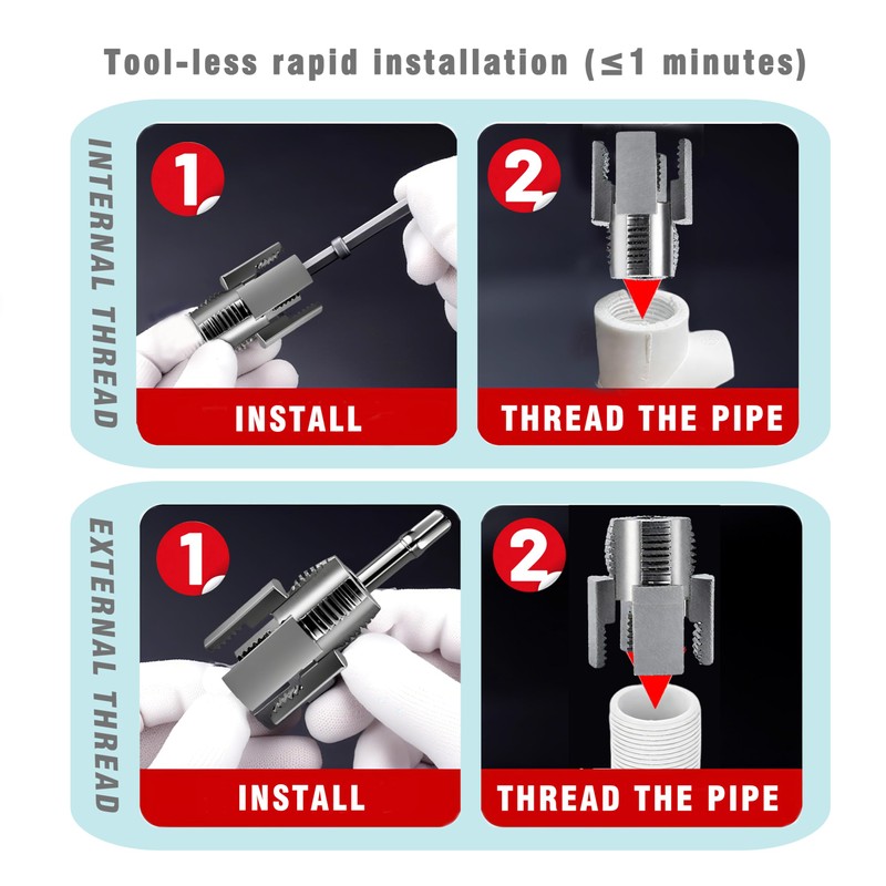 Gcoujrl Integrated Internal & External Pipe Threading Tool with Screw