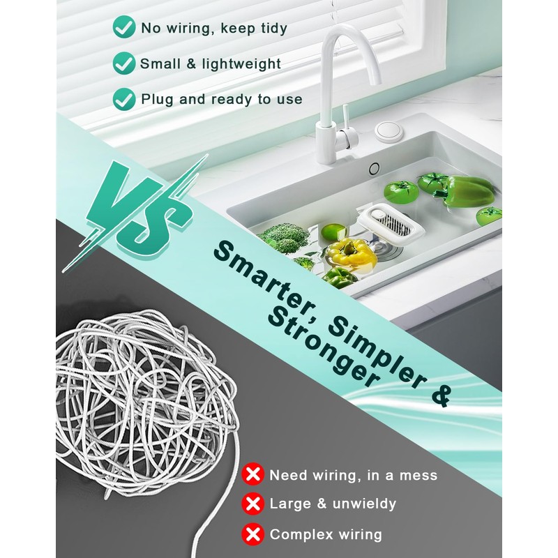 Garbage Disposal Wireless Switch Kit, Remote Control Outlet, No Drilling