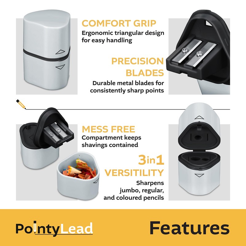 Pencil Sharpeners with Container – Perfect for Kids, Students, Artists