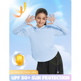 baleaf UV Shirt Girls UFP 50+ Rash Guard Swimming Children's T-Shirt Swimming Shirt Surf Shirt Quick-Drying, lightblue, M