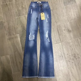 Vibrant MIU Women’s Jeans Size 0 Blue BELL BOTTOM Bootcut Stretch Denim 23x31