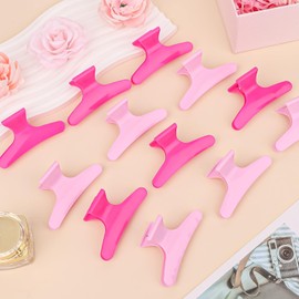 BAHABY Hair Clips for Styling Sectioning 12 Pack Pink Hot Pink Butterfly Clamps Hair Claw Clips Pro Salon Hair Clips for Styling, Sectioning, Cutting and Coloring