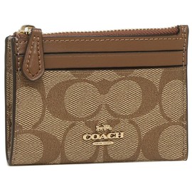 Coach F88208 IME74 Women's Coin Case, Pass Case, Outlet, Khaki, Brown