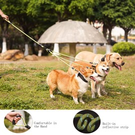 Heyllou 3 in 1 Durable Nylon Dog Leash with Padded Handle, 360° Swivel No Tangle Climbing Rope Removable Pet Traction Rope, Lead for Medium Large Dogs Green Blue