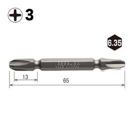 Vessel Double Ended Bit Air for Electric Drivers + 0.1 x 2.6 inches (3 x 65 mm), Set of 10, Hardness: H (High Hardness) A14 ZP
