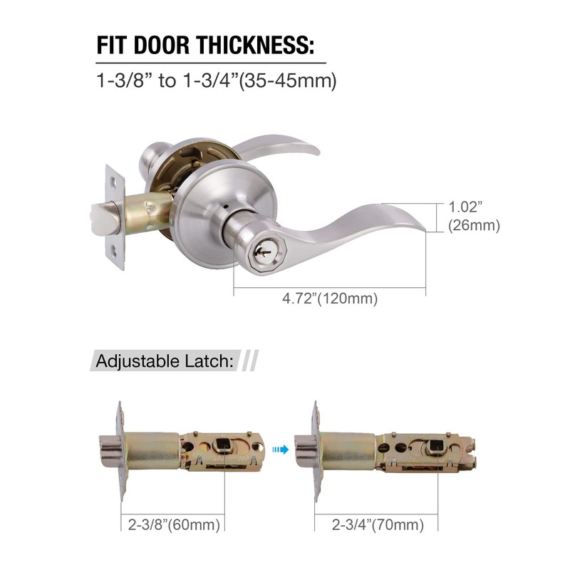 GITRANG Door Levers Interior Keyed Difference Entry Front/Bedroom Door Handles