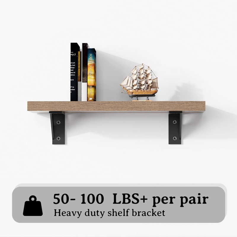 SOGAL Shelf Bracket 3 Inch x 4 Inch,Black Shelf Brackets,Small