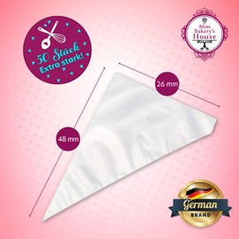 Miss Bakery's House® Piping Bags - Extra Strong - 48 x 26 cm - Pack of 50 - Disposable - Baking - Icing Piping Bags - Triangle Bags for Piping Nozzles