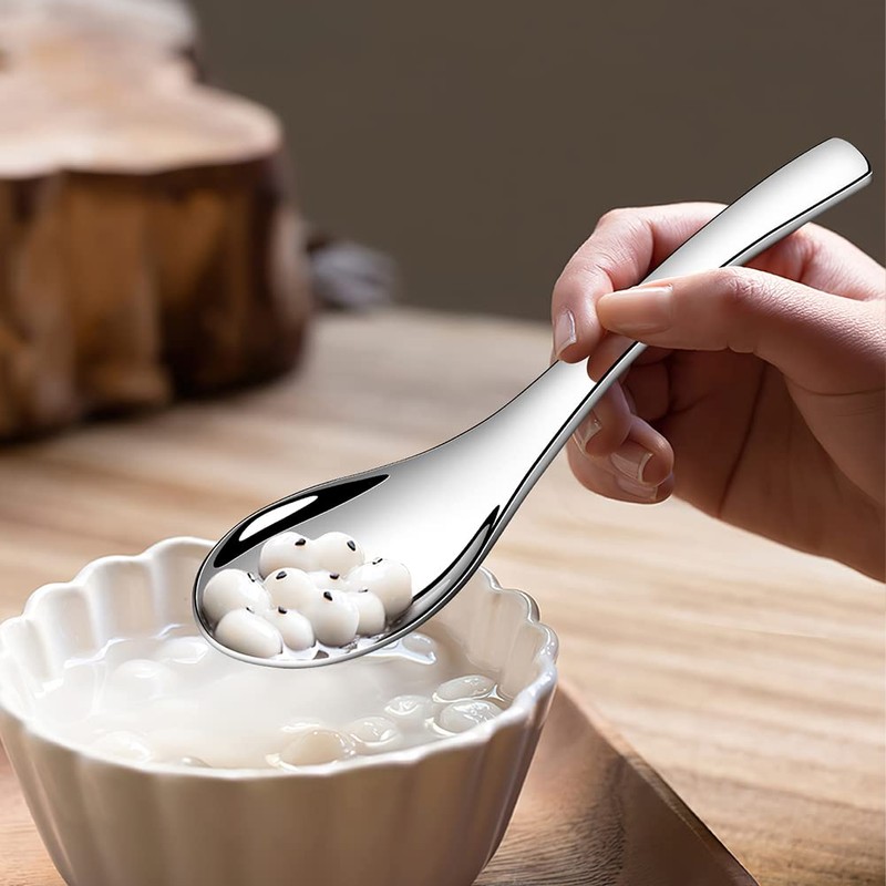 6 PCS Soup Spoons,Stainless Steel Table Spoons for Rice Soup,Thick