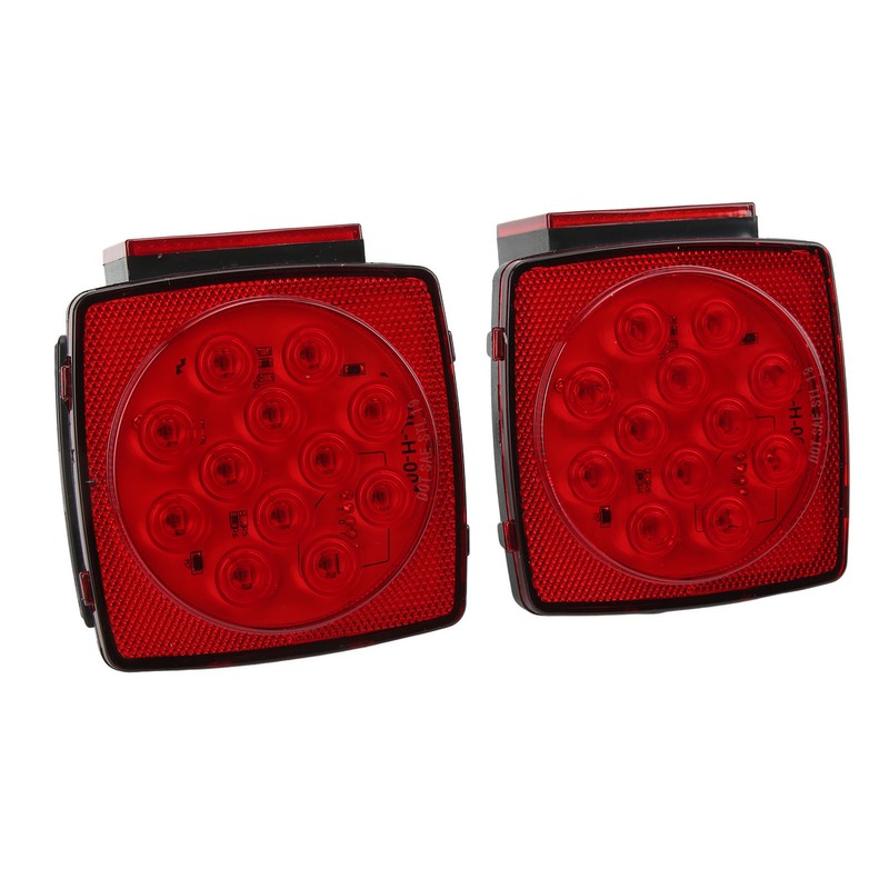 Pair LED Square Lights 12V Trailer Tail Brake Lamp High