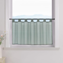 ESLIR Window Net Curtain with Loops, Kitchen Bistro Curtains, Transparent Curtains, Short Curtain, Voile, Grey, W x H 30 x 90 cm, 1 Piece