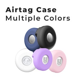 Airtag Dog Collar Holder (2-Pack) Easy to Clean Silicone, Anti-Lost GPS Air Tag Case, Compatible with Dog Cat Collars, Backpacks and Purses, Shock Proof, Silicone Protective Case (Blue/Purple)