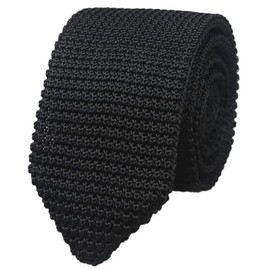Men's Pointed Knit Ties Necktie Woven Silk Skinny Tie Slim Black Weave Neckties 2.75 inches
