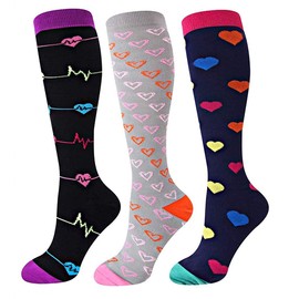 salefun Compression Stockings Women's Men's Support Stockings Running Socks Varicose Veins Travel Socks Trombosis Socks 3 Pairs, black