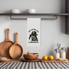 Noaleviax Black Labrador Kitchen Towels - Labrador Retriever Gifts, Labrador Decor, Dog Life is Better with Labrador Hand Towels Dish Towels for Bathroom Kitchen 16x24 Inch