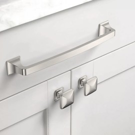 Asidrama 5 Pack 7 Inch(177mm) Hole Centers Brushed Satin Nickel Kitchen Cabinet Pulls Hardware Kitchen Handles for Cabinets Cupboard Handles Drawer Pulls