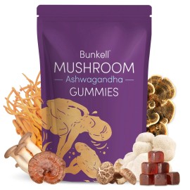 Bunkell 90 pcs Mushroom Gummies with Ashwagandha, Functional Mushroom Gummies