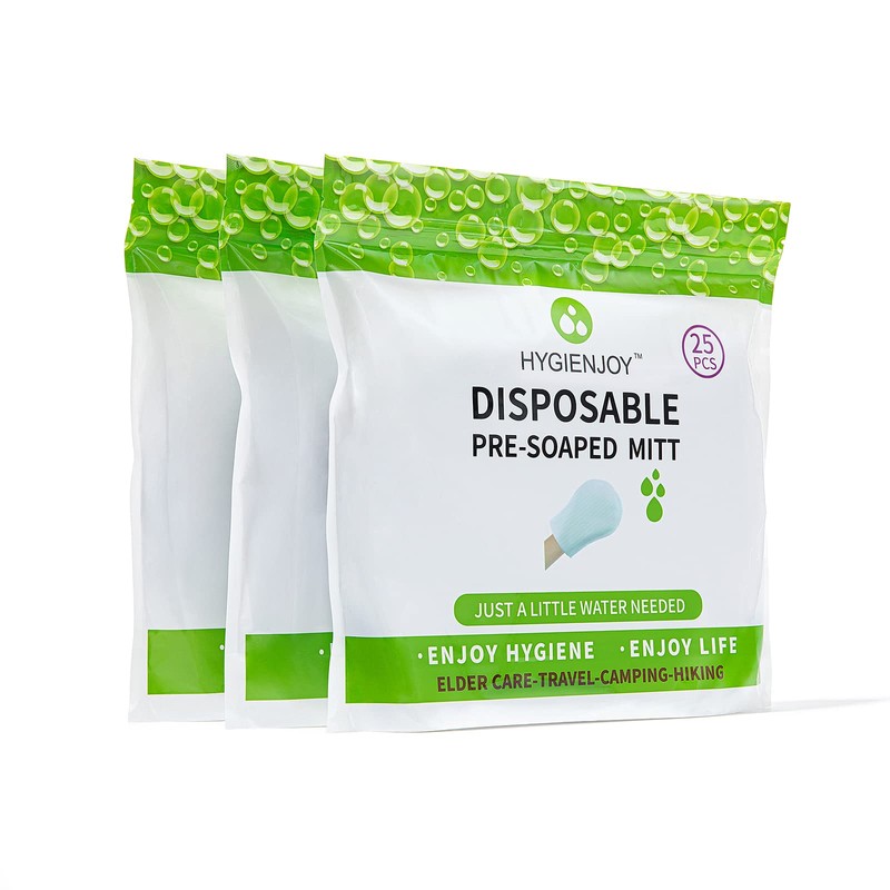 HYGIENJOY-Rinse Free Bath Wipes(25 counts),Disposable No Rinse Body Wash,More Convenient