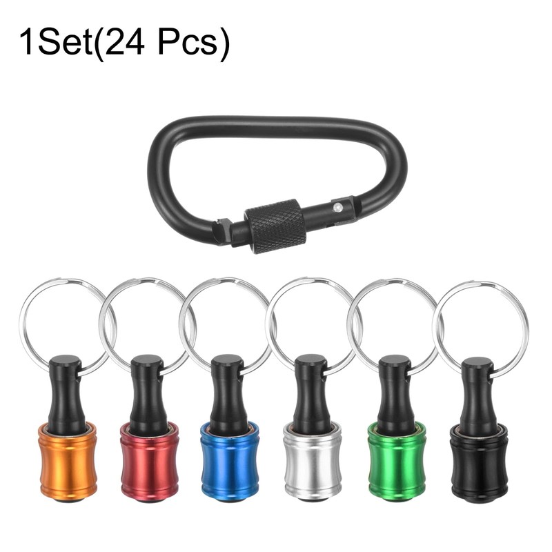 sourcing map 24PCS Keychain Aluminum Alloy Screwdriver Bits Holder Extension