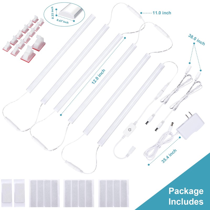 6PCS x 12 inch LED Under Cabinet Lighting 6500K, Dimmable
