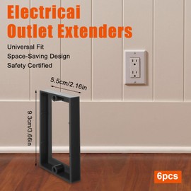 6Pcs 1/2" Single Gang Outlet Box Extender Electrical Box Extender with 20Pcs Screws, Receptacle Extender 1 Gang Electrical Box for Electrical Box and Electrical Outlet Switches(Black)