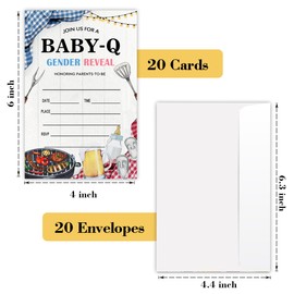 Baby Shower Invitations Baby-Q BBQ Picnic Invitations with Envelopes for Women Back Yard Cookout Invite Cards for Baby Shower Gender Reveal Baby Announcement Baby Shower Party Decorations Supplies -L1