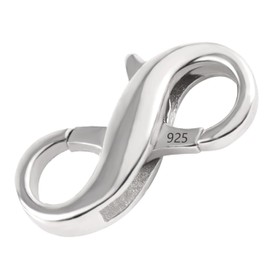 MY-BEAD Large Chain Clasp Infinity 925 Sterling Silver Double Carabiner 14 mm Necklace Bracelet DIY