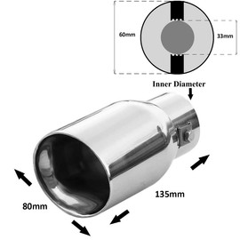 Exhaust Tip Trim End Pipe Tail Sport Muffler Stainless Steel Chrome Car Universal